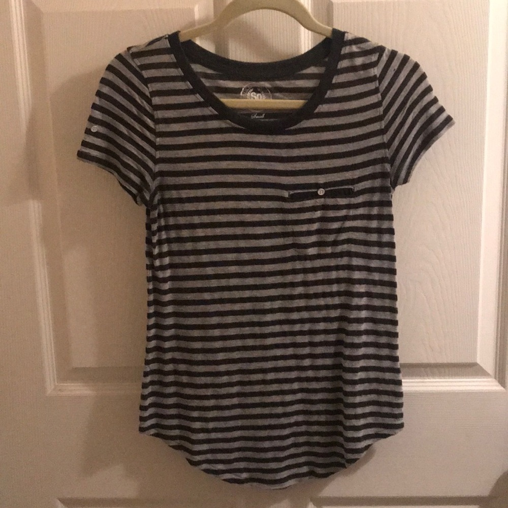 SO Crew Neck Striped Pocket Tee
